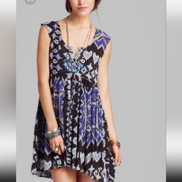 Free People Black Purple take me to thailand Geometric Aztec Print dress - Picture 2 of 15